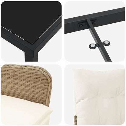 Garten Essgruppe mit Kissen 3 pcs Beige Poly Rattan