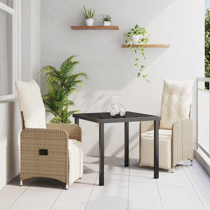 Garten Essgruppe mit Kissen 3 pcs Beige Poly Rattan