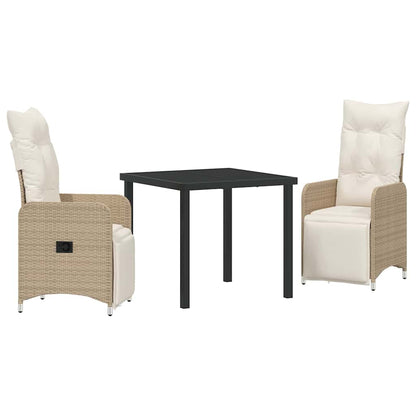 Garten Essgruppe mit Kissen 3 pcs Beige Poly Rattan