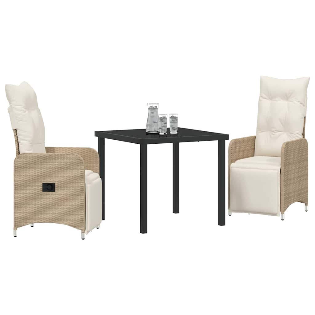 Garten Essgruppe mit Kissen 3 pcs Beige Poly Rattan