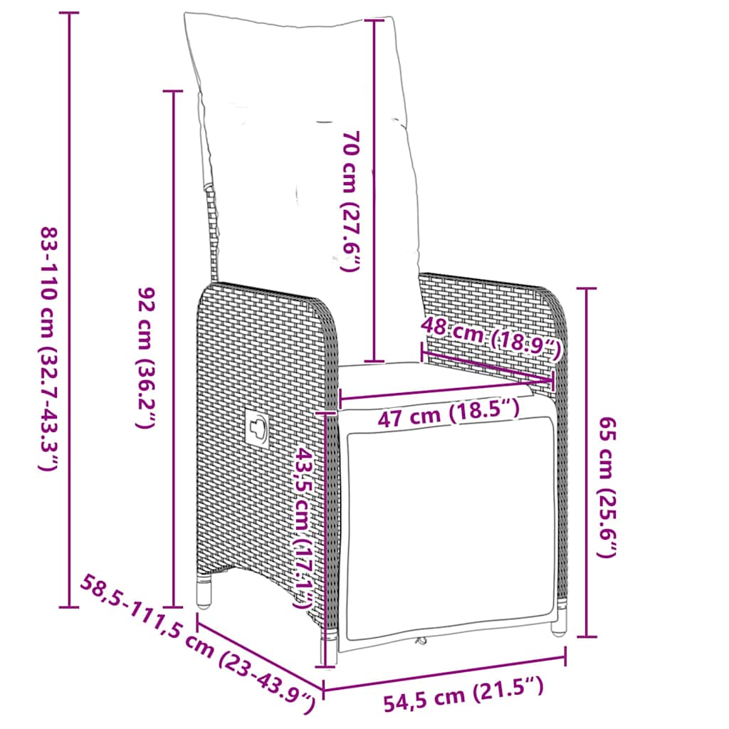 Garten Essgruppe mit Kissen 3 pcs Beige Poly Rattan
