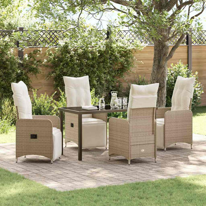 Garten Essgruppe mit Kissen 5 pcs Beige Poly Rattan