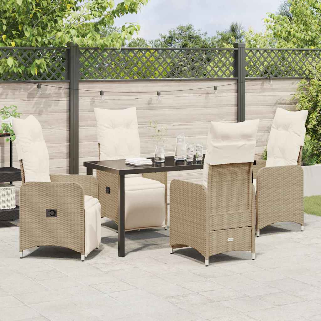 Garten Essgruppe mit Kissen 5 pcs Beige Poly Rattan