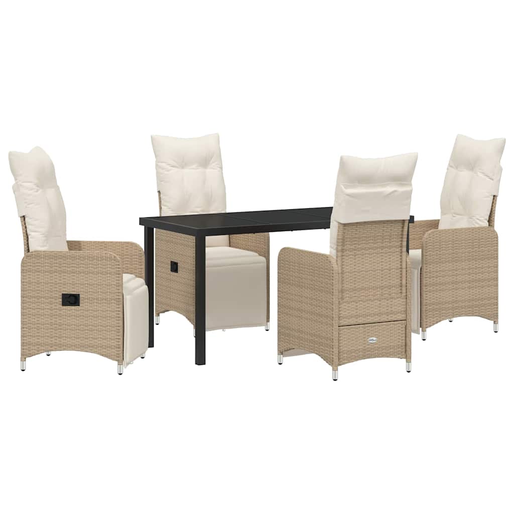 Garten Essgruppe mit Kissen 5 pcs Beige Poly Rattan