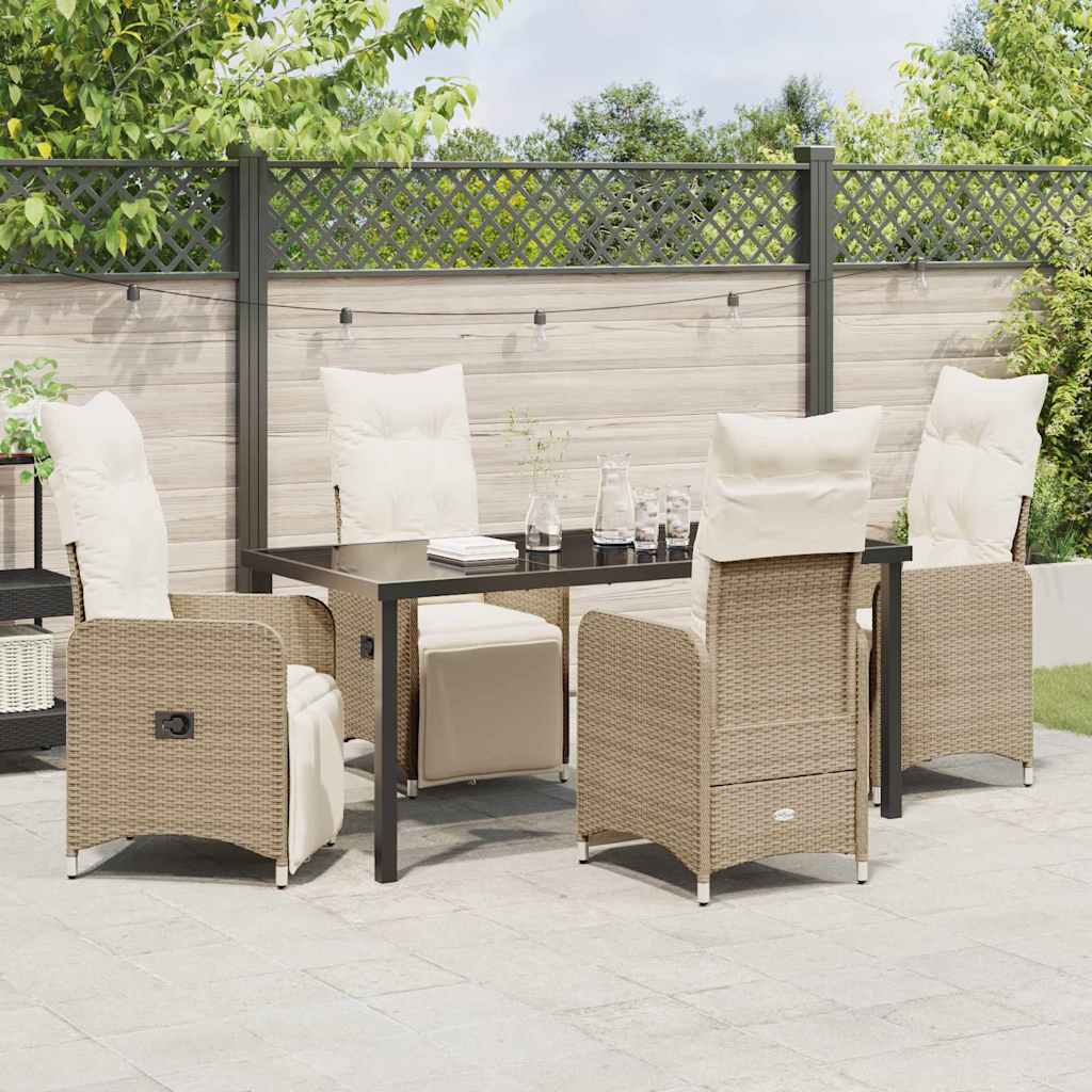 Garten Essgruppe mit Kissen 5 pcs Beige Poly Rattan