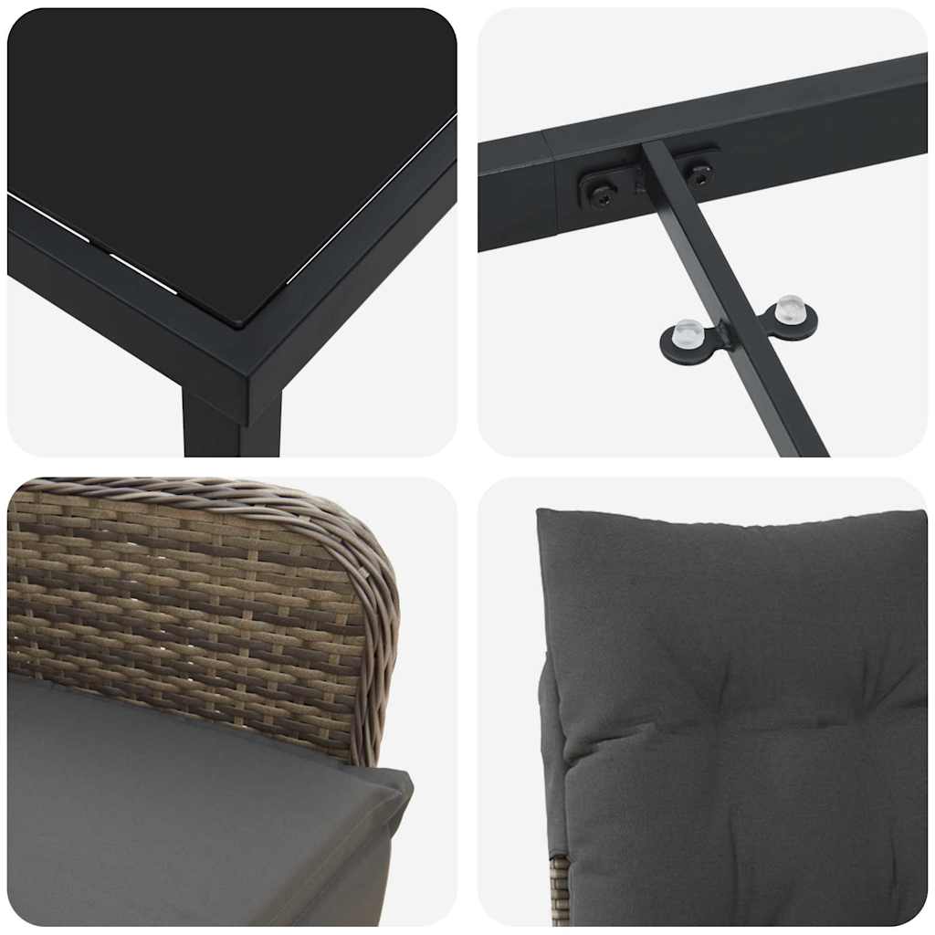 Garten Essgruppe mit Kissen 7 pcs Beige Poly Rattan