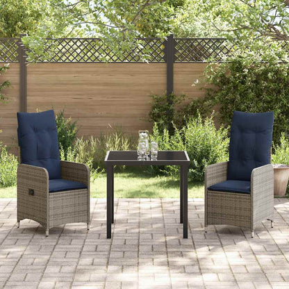 Garten Essgruppe 3 pcs Grau Poly-Rattan