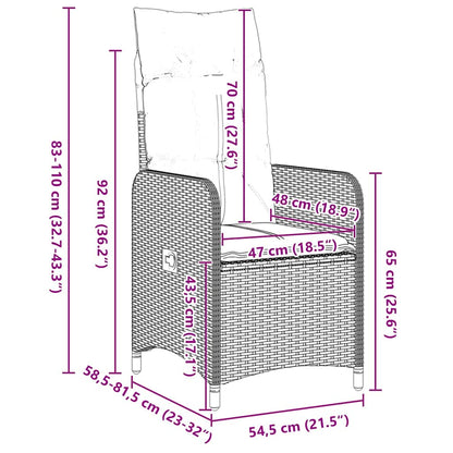 Garten Essgruppe 3 pcs Grau Poly-Rattan