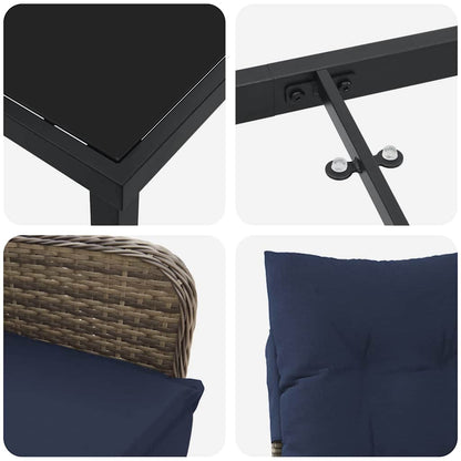 Garten Essgruppe 5 pcs Grau Poly-Rattan