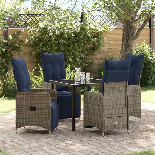 Garten Essgruppe 5 pcs Grau Poly-Rattan