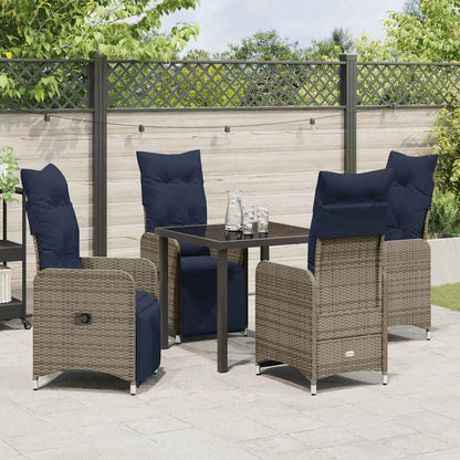 Garten Essgruppe 5 pcs Grau Poly-Rattan