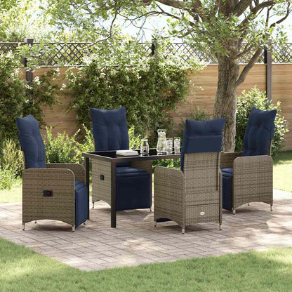 Garten Essgruppe 5 pcs Grau Poly-Rattan