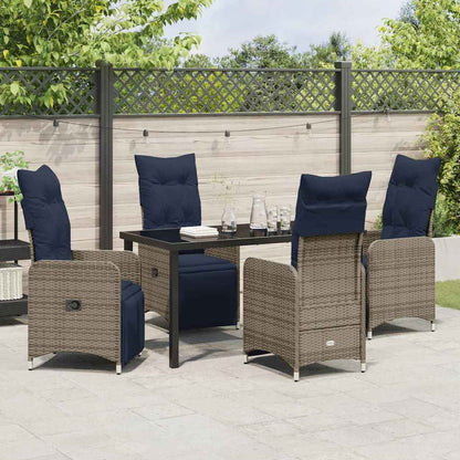 Garten Essgruppe 5 pcs Grau Poly-Rattan