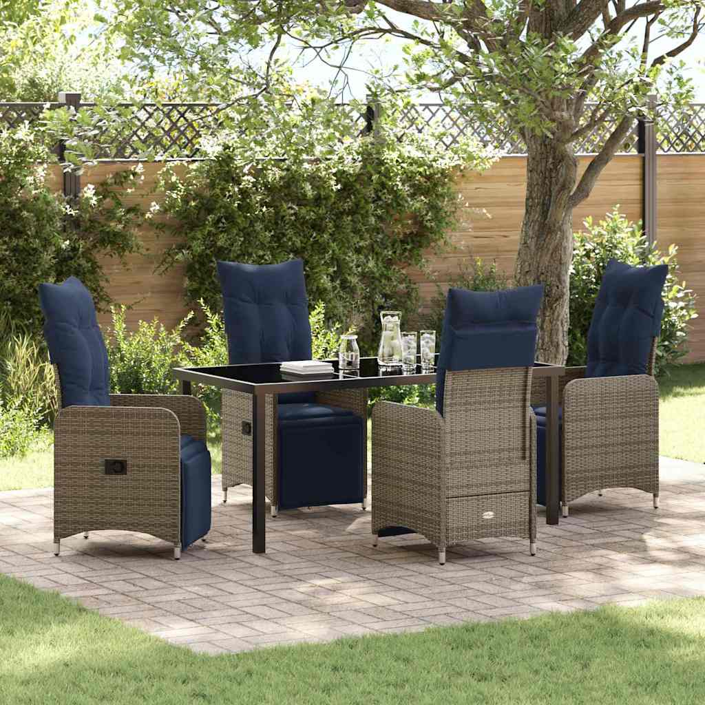 Garten Essgruppe 5 pcs Grau Poly-Rattan