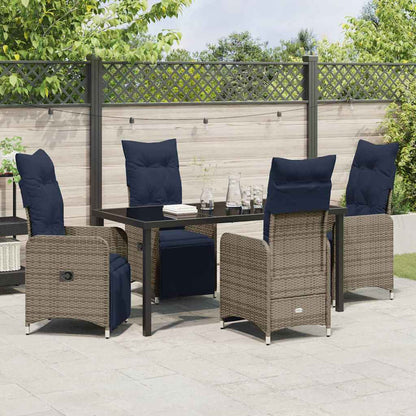 Garten Essgruppe 5 pcs Grau Poly-Rattan