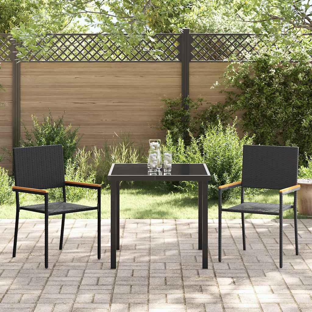Garten Essgruppe 3 pcs Schwarz Poly Rattan