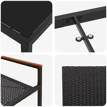 Garten Essgruppe 5 pcs Schwarz Poly Rattan