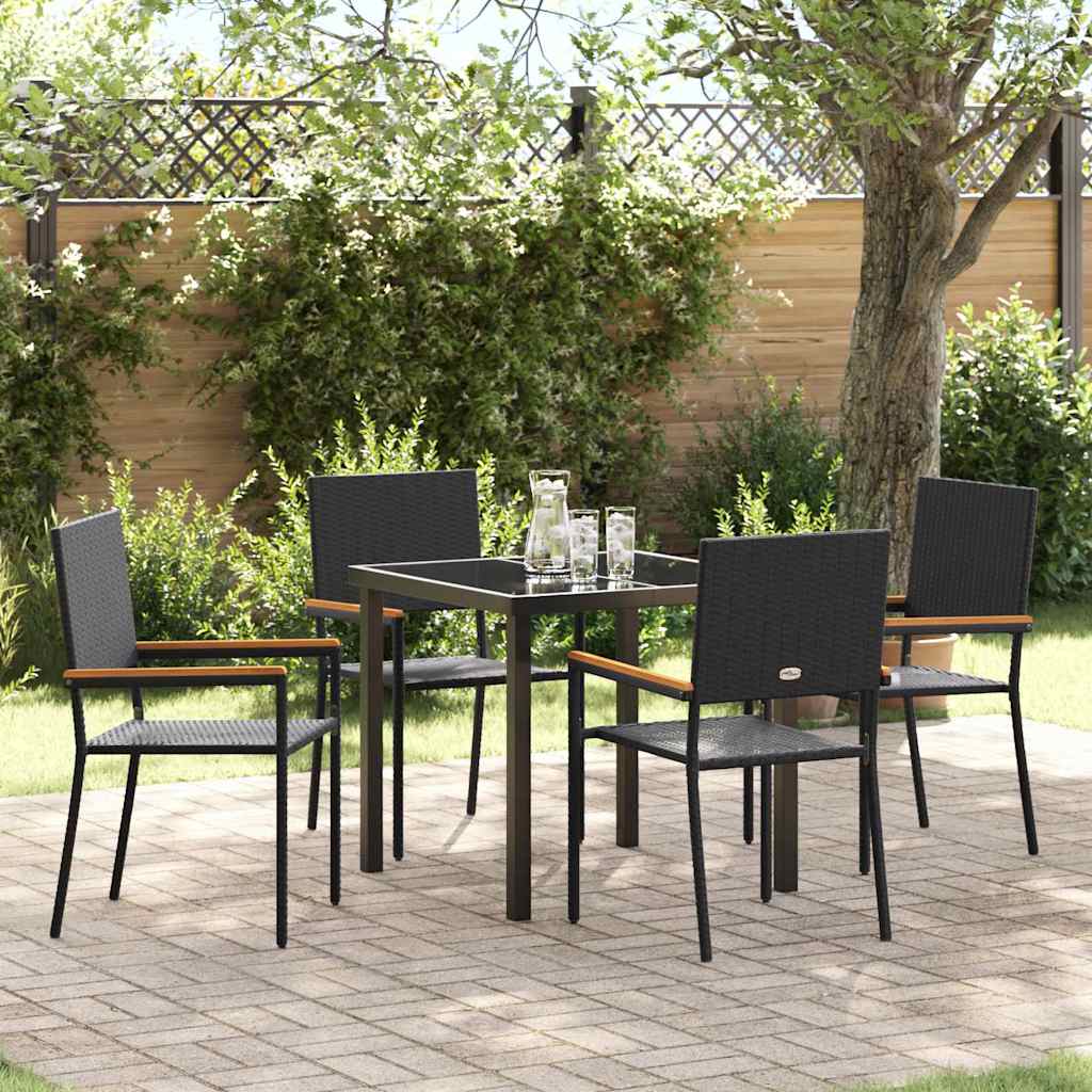 Garten Essgruppe 5 pcs Schwarz Poly Rattan