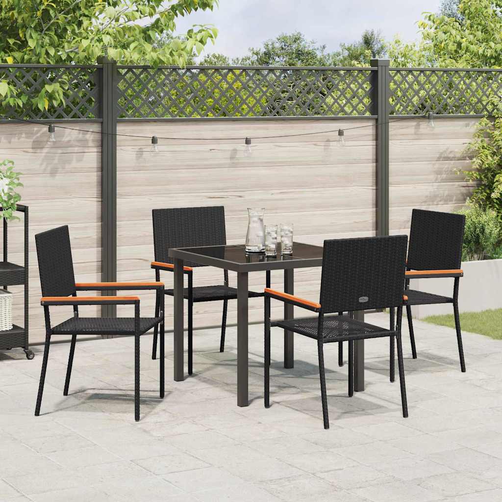 Garten Essgruppe 5 pcs Schwarz Poly Rattan