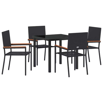 Garten Essgruppe 5 pcs Schwarz Poly Rattan