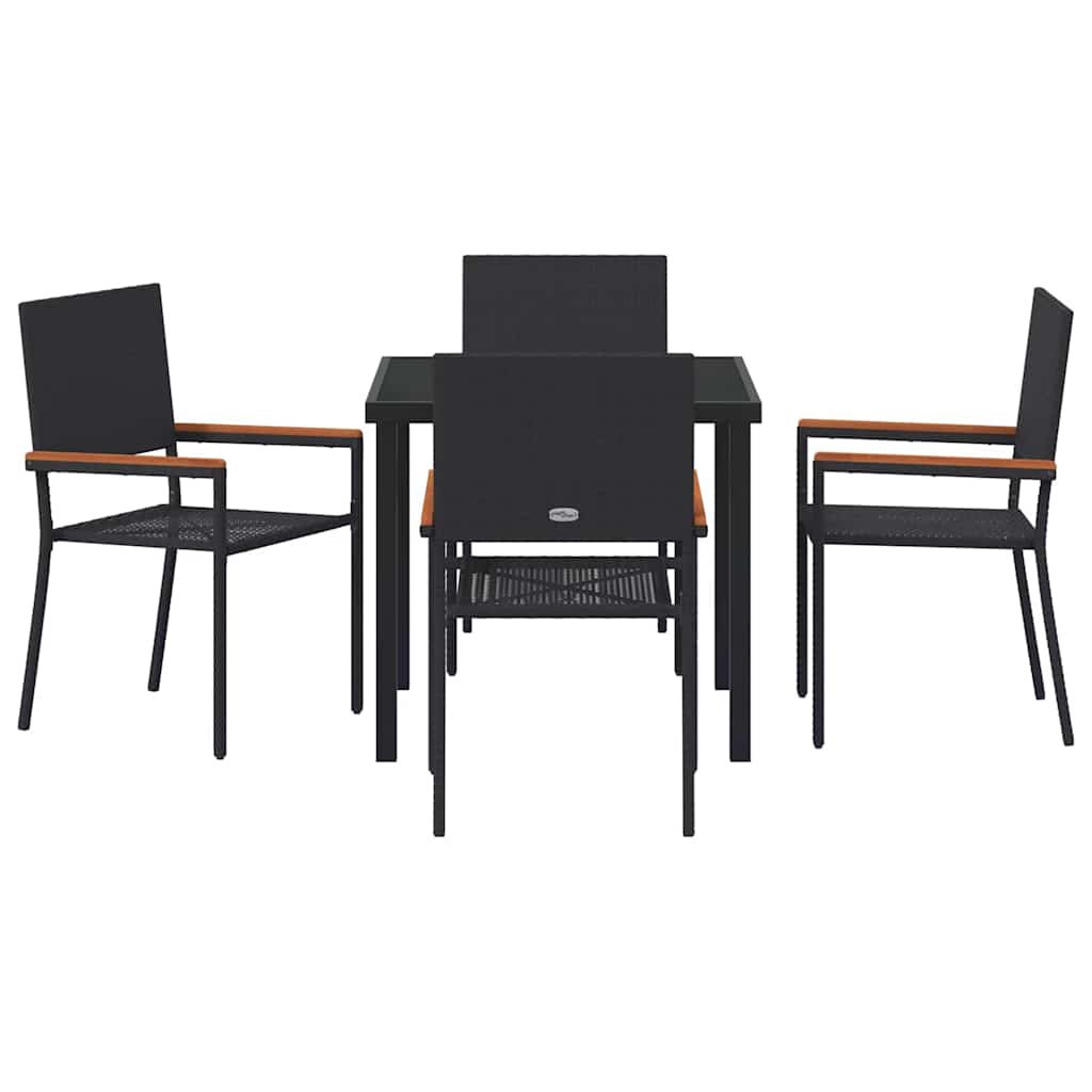 Garten Essgruppe 5 pcs Schwarz Poly Rattan