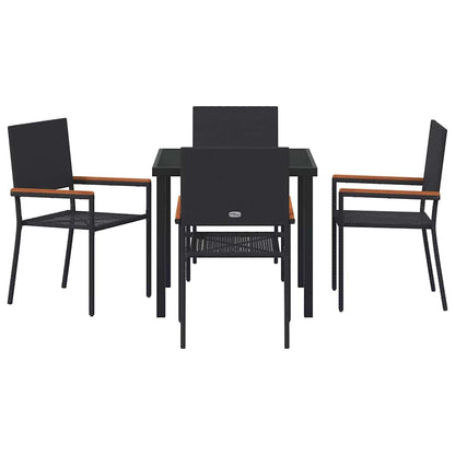Garten Essgruppe 5 pcs Schwarz Poly Rattan