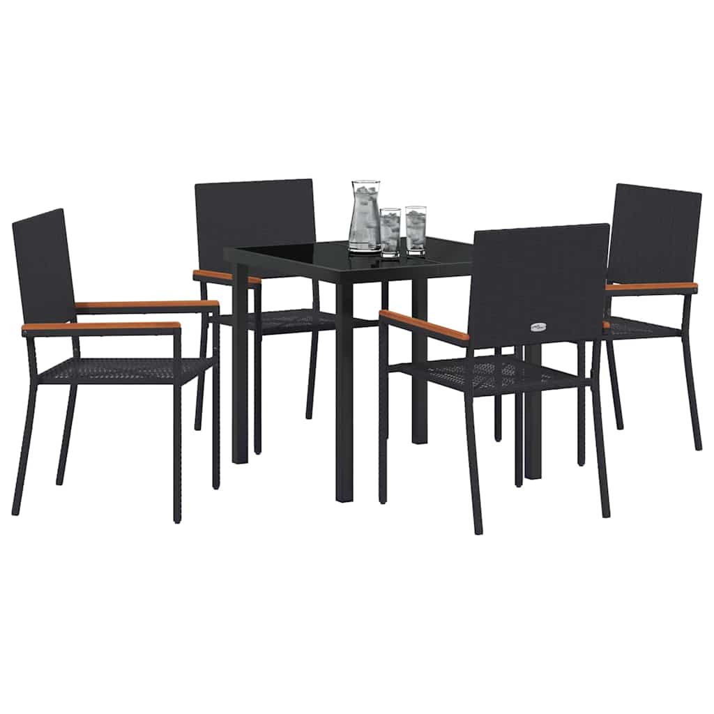 Garten Essgruppe 5 pcs Schwarz Poly Rattan