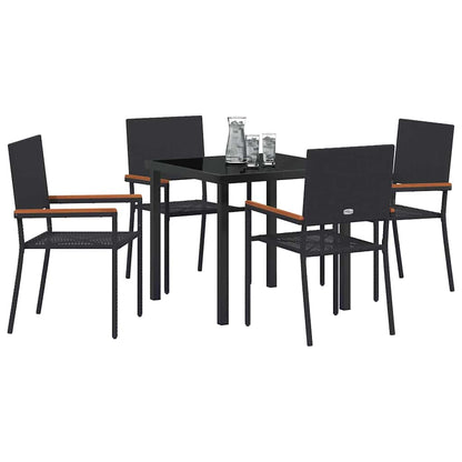 Garten Essgruppe 5 pcs Schwarz Poly Rattan