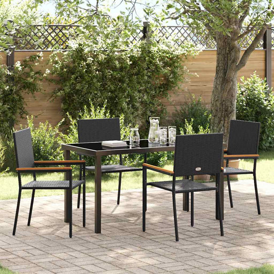 Garten Essgruppe 5 pcs Schwarz Poly Rattan