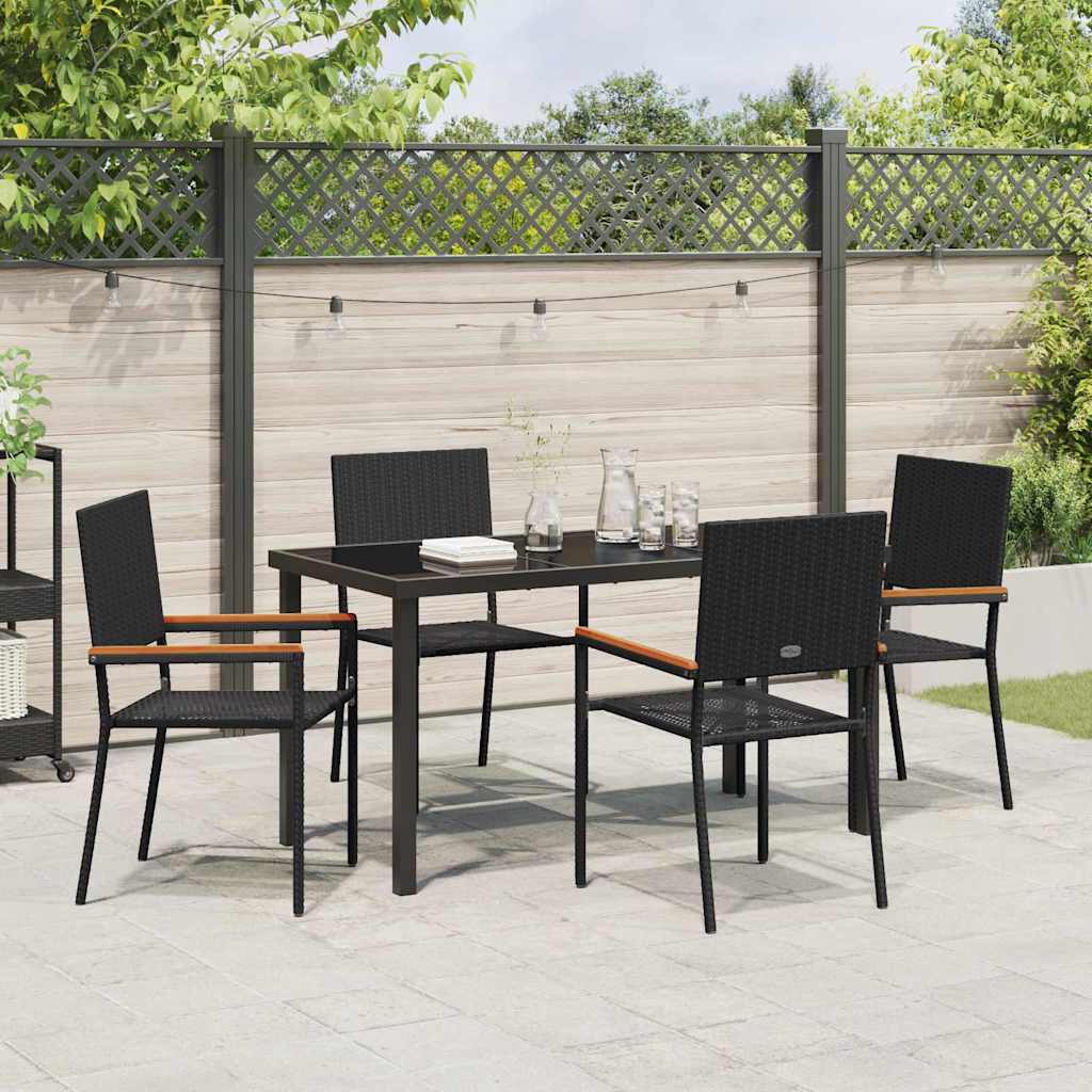Garten Essgruppe 5 pcs Schwarz Poly Rattan