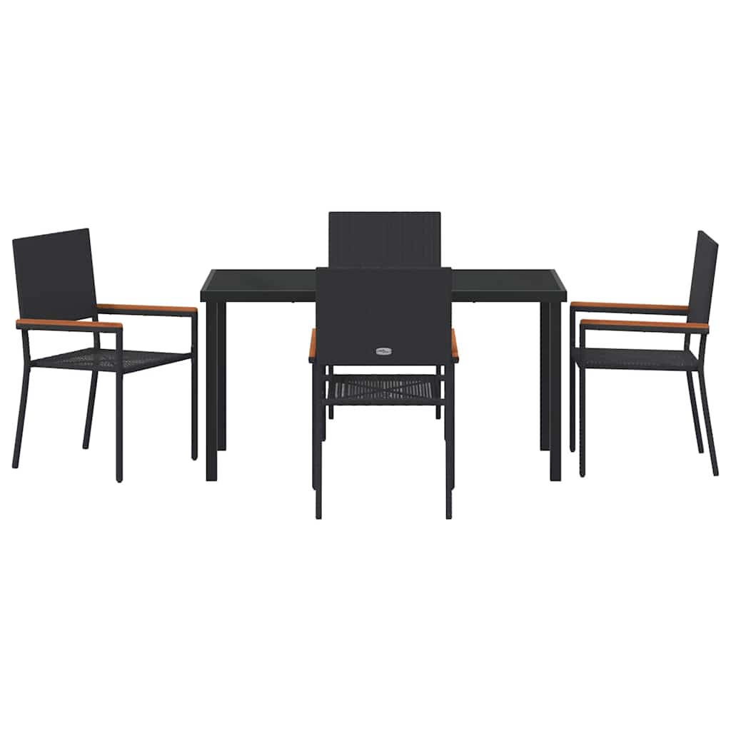Garten Essgruppe 5 pcs Schwarz Poly Rattan