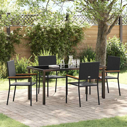 Garten Essgruppe 5 pcs Schwarz Poly Rattan