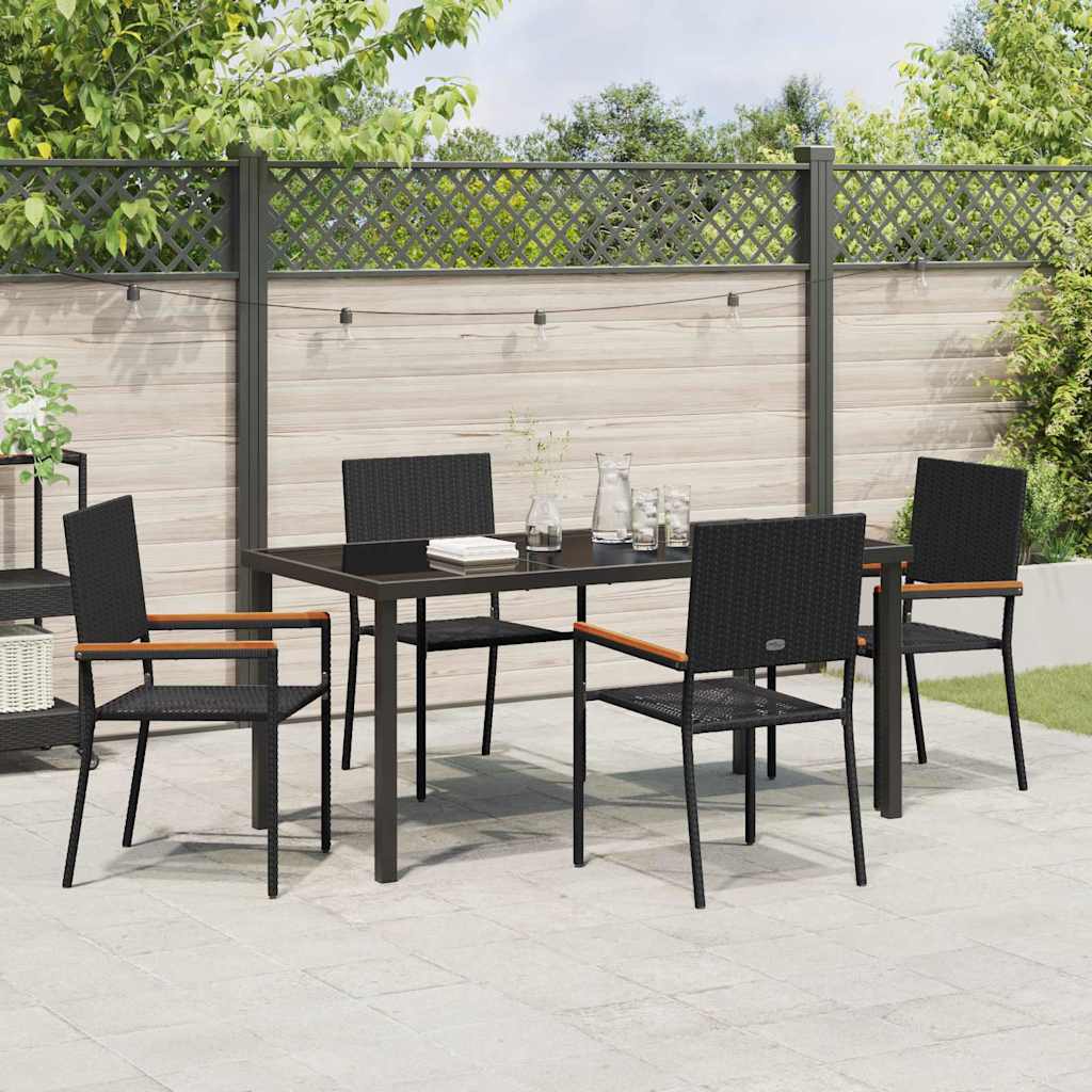 Garten Essgruppe 5 pcs Schwarz Poly Rattan