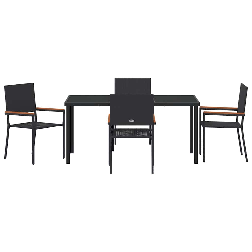 Garten Essgruppe 5 pcs Schwarz Poly Rattan