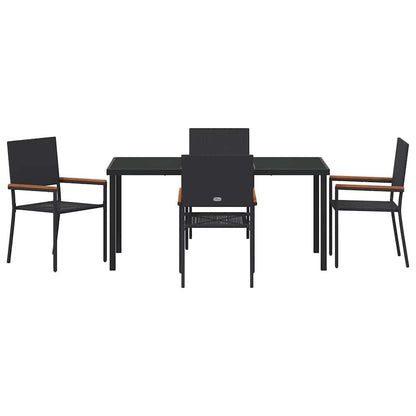 Garten Essgruppe 5 pcs Schwarz Poly Rattan