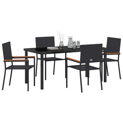 Garten Essgruppe 5 pcs Schwarz Poly Rattan