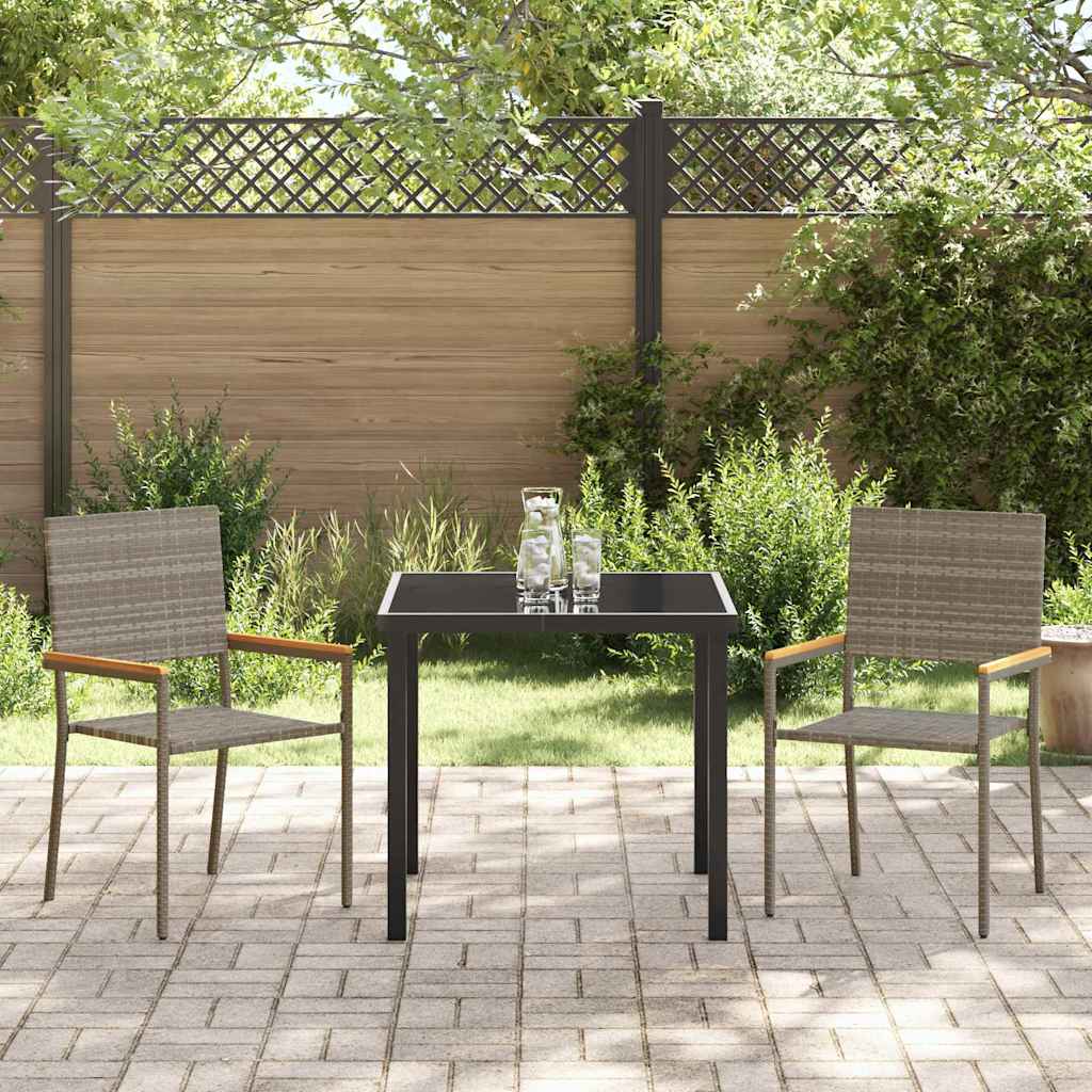 Garten Essgruppe 3 pcs Grau Poly Rattan