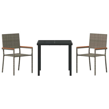 Garten Essgruppe 3 pcs Grau Poly Rattan