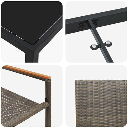 Garten Essgruppe 5 pcs Grau Poly Rattan