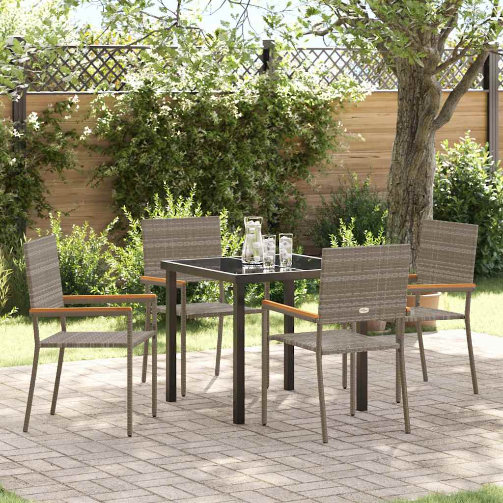 Garten Essgruppe 5 pcs Grau Poly Rattan