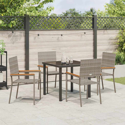 Garten Essgruppe 5 pcs Grau Poly Rattan