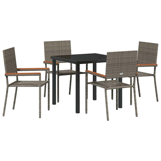 Garten Essgruppe 5 pcs Grau Poly Rattan