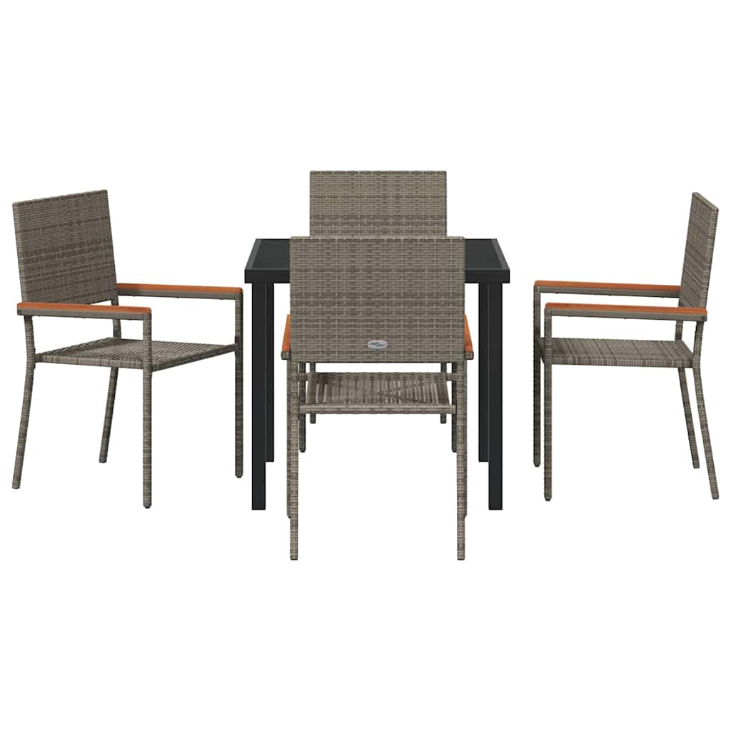 Garten Essgruppe 5 pcs Grau Poly Rattan