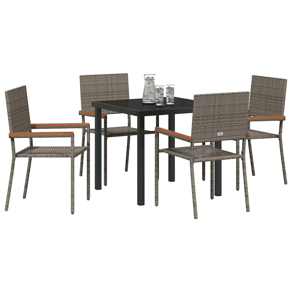 Garten Essgruppe 5 pcs Grau Poly Rattan
