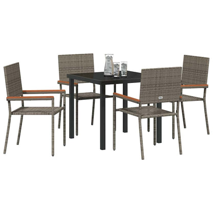 Garten Essgruppe 5 pcs Grau Poly Rattan