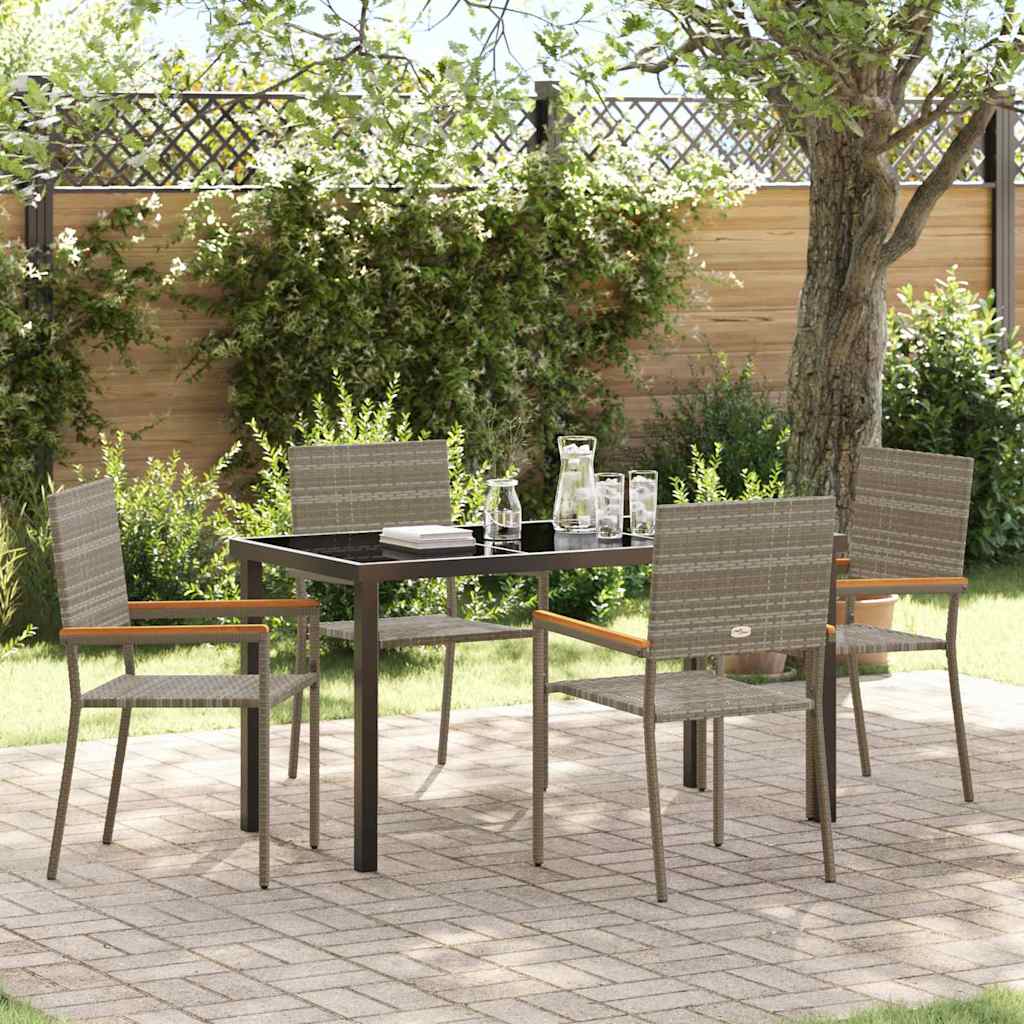 Garten Essgruppe 5 pcs Grau Poly Rattan