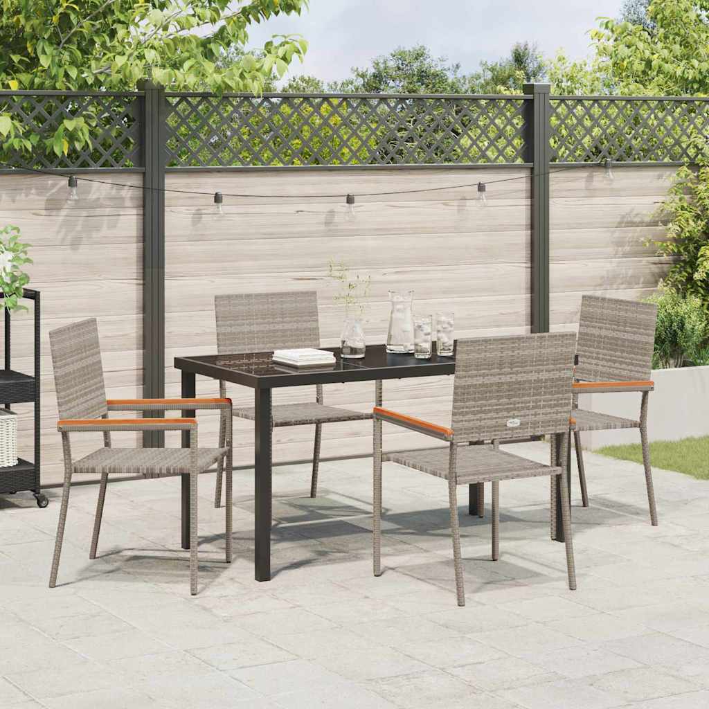 Garten Essgruppe 5 pcs Grau Poly Rattan
