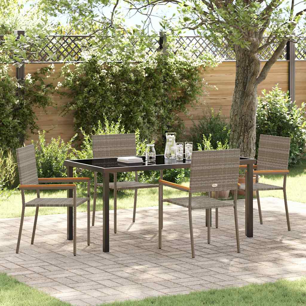 Garten Essgruppe 5 pcs Grau Poly Rattan