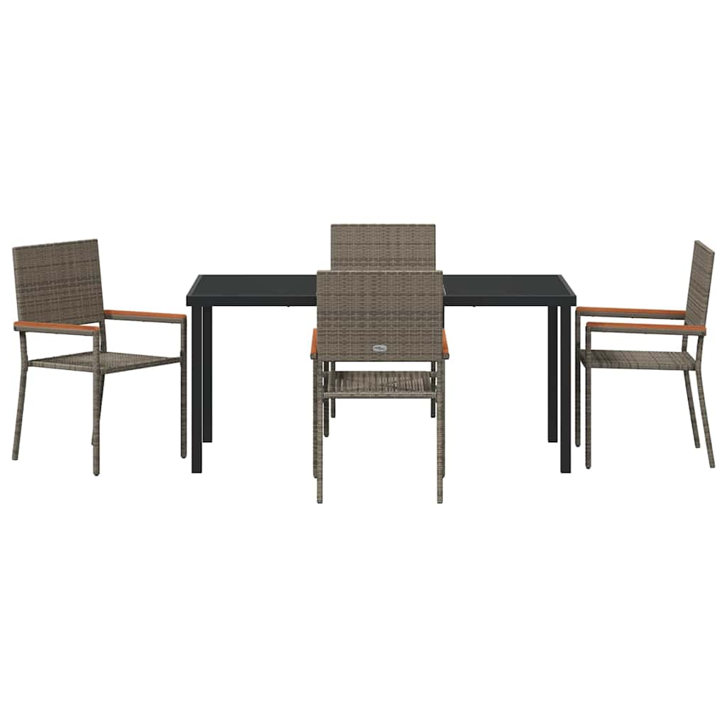 Garten Essgruppe 5 pcs Grau Poly Rattan