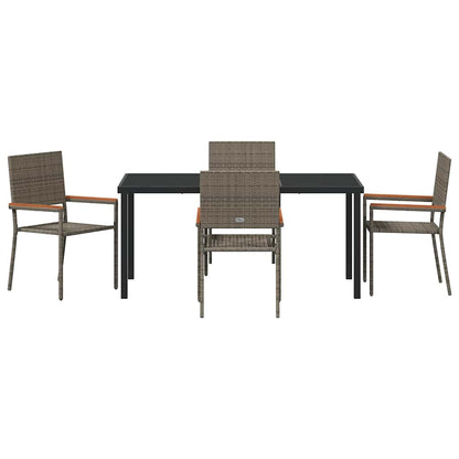 Garten Essgruppe 5 pcs Grau Poly Rattan